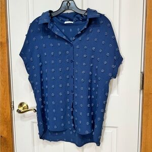 Bothenial Swiss Dot Blue Button up— size M